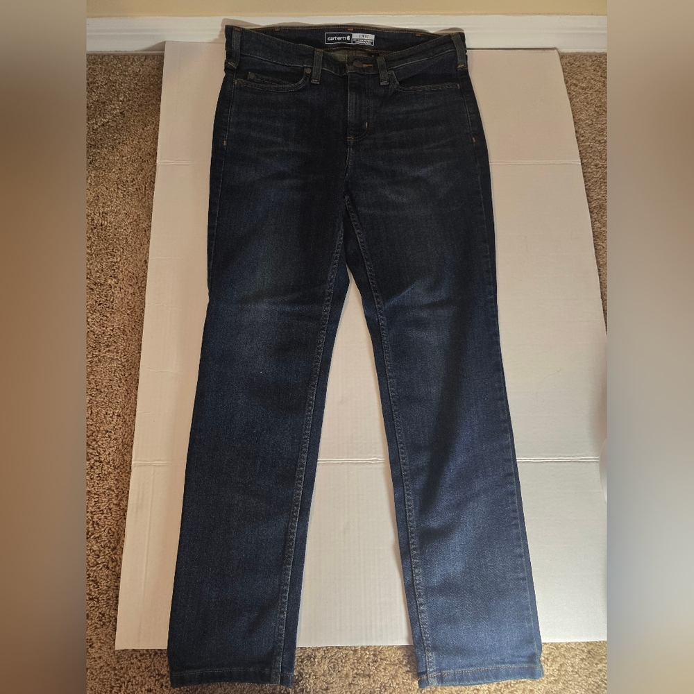 Women’s Carhartt FR Rugged Flex Jean - Dark Wash Original Fit Size 10 Short NWT